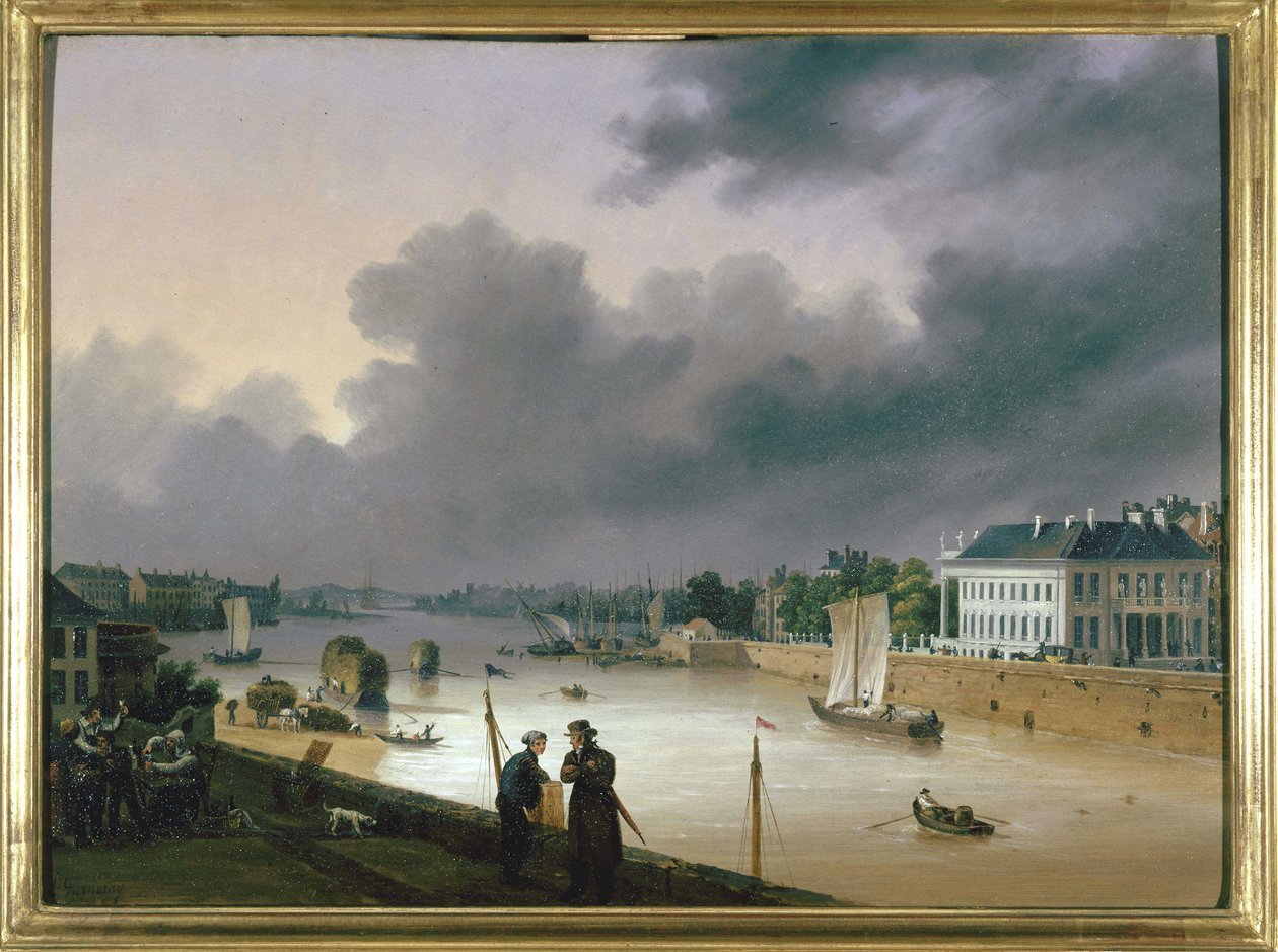 南特港 by Louis Garneray, sd。 大约 1820 年，布面油画，H. 0,330； L. 0,460。 CCIP 学院 作者 安布罗斯·路易斯·加内雷