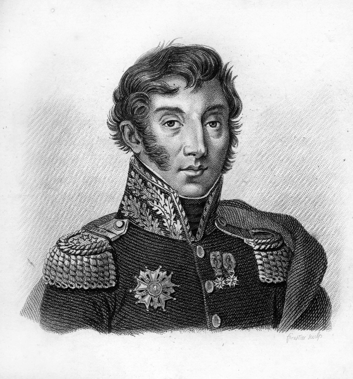 让-马克西米利安-拉马克伯爵（1770-1832），法国将军和政治家--在 "法国胜利和征服后的法国将军肖像 "中。Ambroise Tardieu于1818年雕刻的。斯泰拉收藏。 作者 安布罗斯·塔迪厄（Ambroise Tardieu）