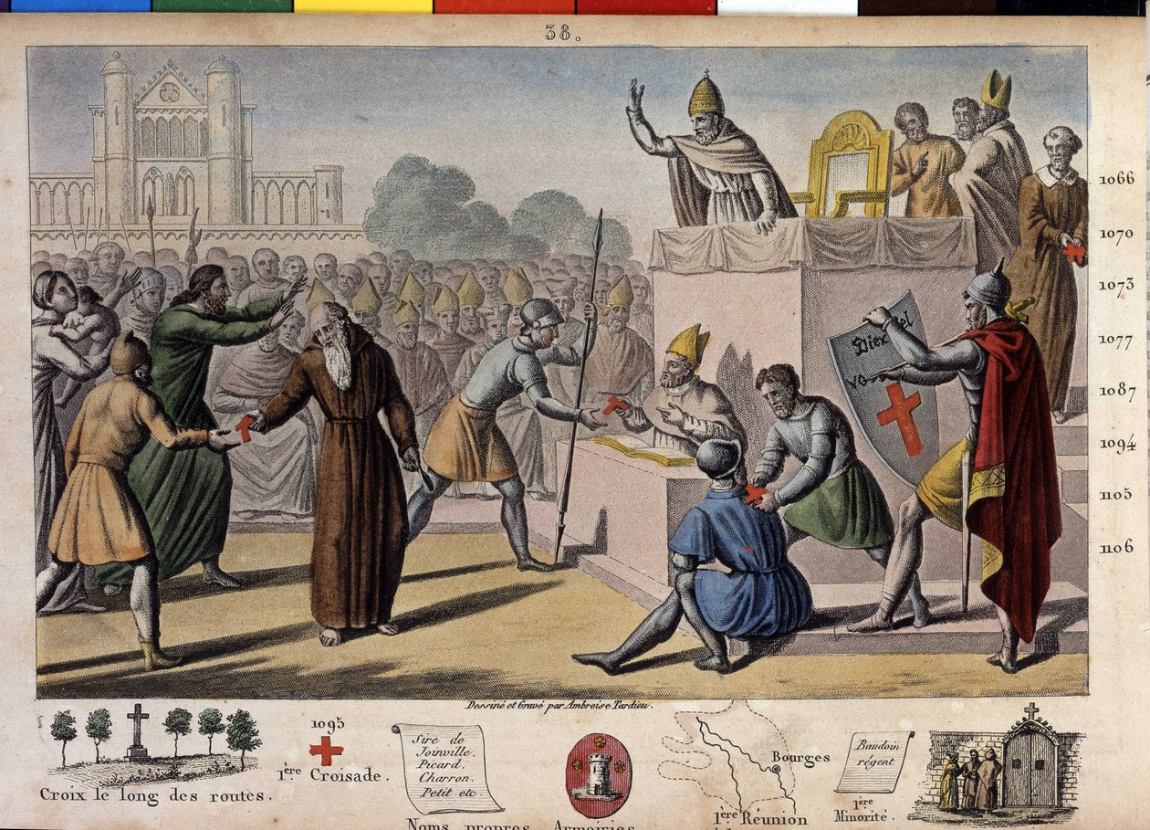 上帝希望如此：在克莱蒙议会（今天的克莱蒙费朗（Clermont-Ferrand），奥弗涅），隐士彼得在教皇乌尔班二世面前宣扬第一次十字军东征 作者 安布罗斯·塔迪厄（Ambroise Tardieu）