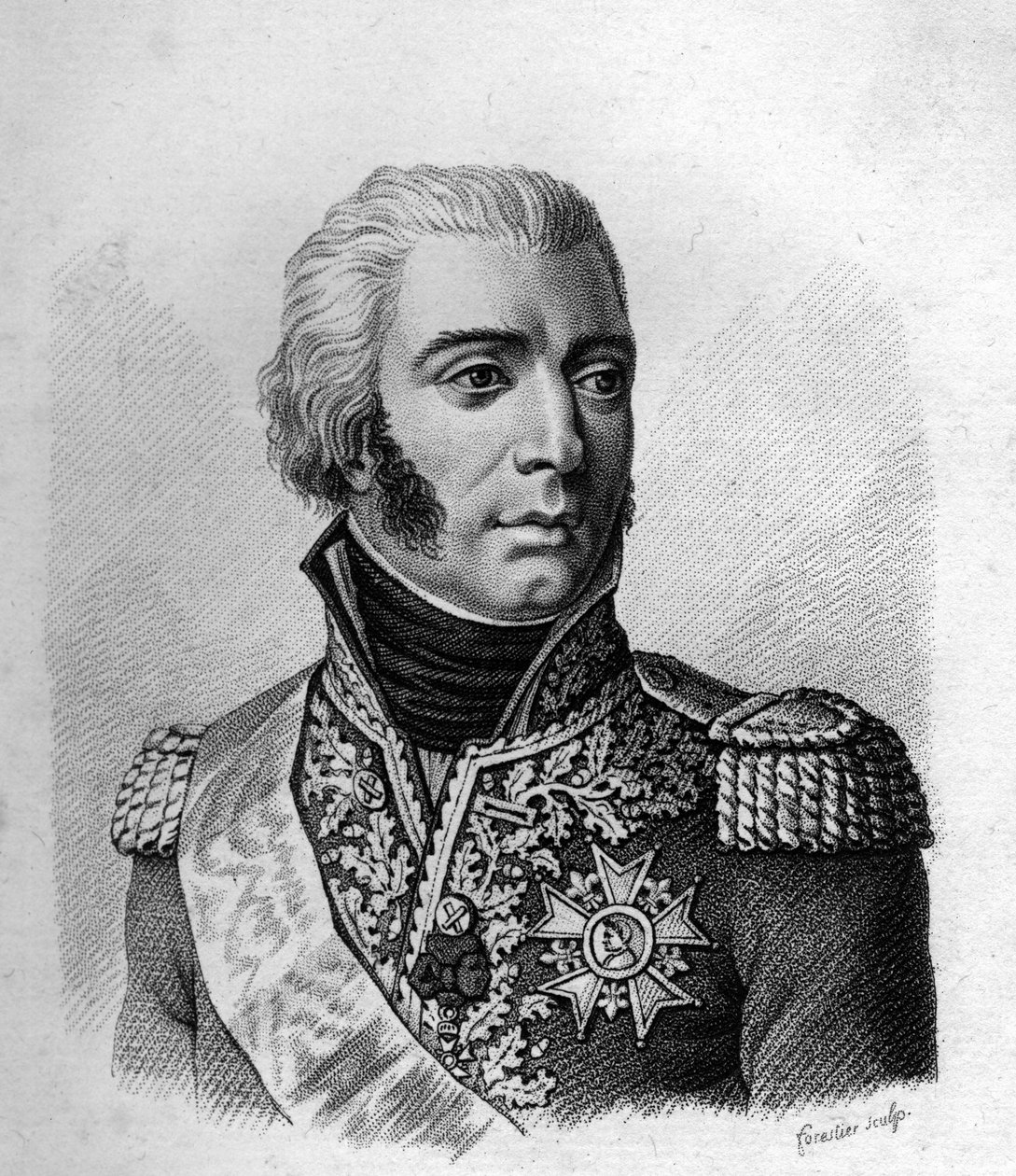 让-巴蒂斯特-贝西耶尔（Jean - Baptiste Bessières），伊斯特拉公爵，法国侯爵（1768年至1813年）。-在法国胜利和征服后的法国将军肖像。Ambroise Tardieu于1818年雕刻的。斯泰拉收藏。 作者 安布罗斯·塔迪厄（Ambroise Tardieu）