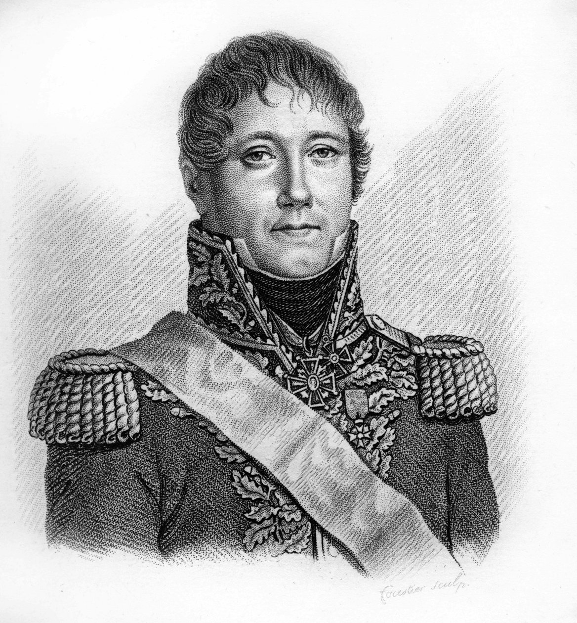 让-加布里埃尔-马尔尚（Jean Gabriel MARCHAND）将军的肖像，1765-183年--载于《法国将军的胜利和征服后的肖像》。Ambroise Tardieu于1818年雕刻的。Stella系列。 作者 安布罗斯·塔迪厄（Ambroise Tardieu）