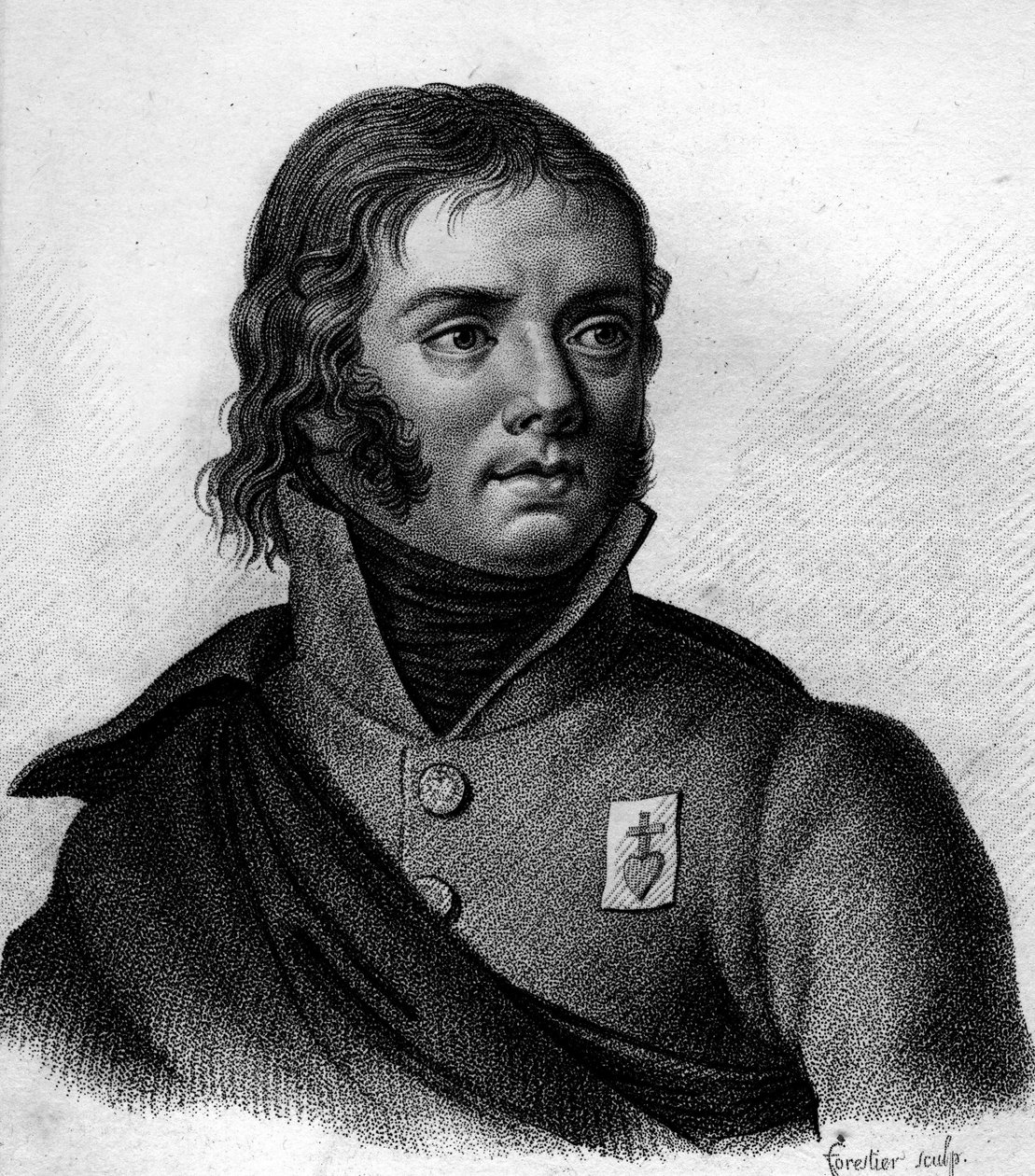Charles Melchior Arthus, Marquis de Bonchamps (1760-1793)的肖像，已售出的将军--在 "Portraits des generaux francais qui suite aux victoires et conquetes des Francais"。Ambroise Tardieu于1818年雕刻的。Stella系列。 作者 安布罗斯·塔迪厄（Ambroise Tardieu）
