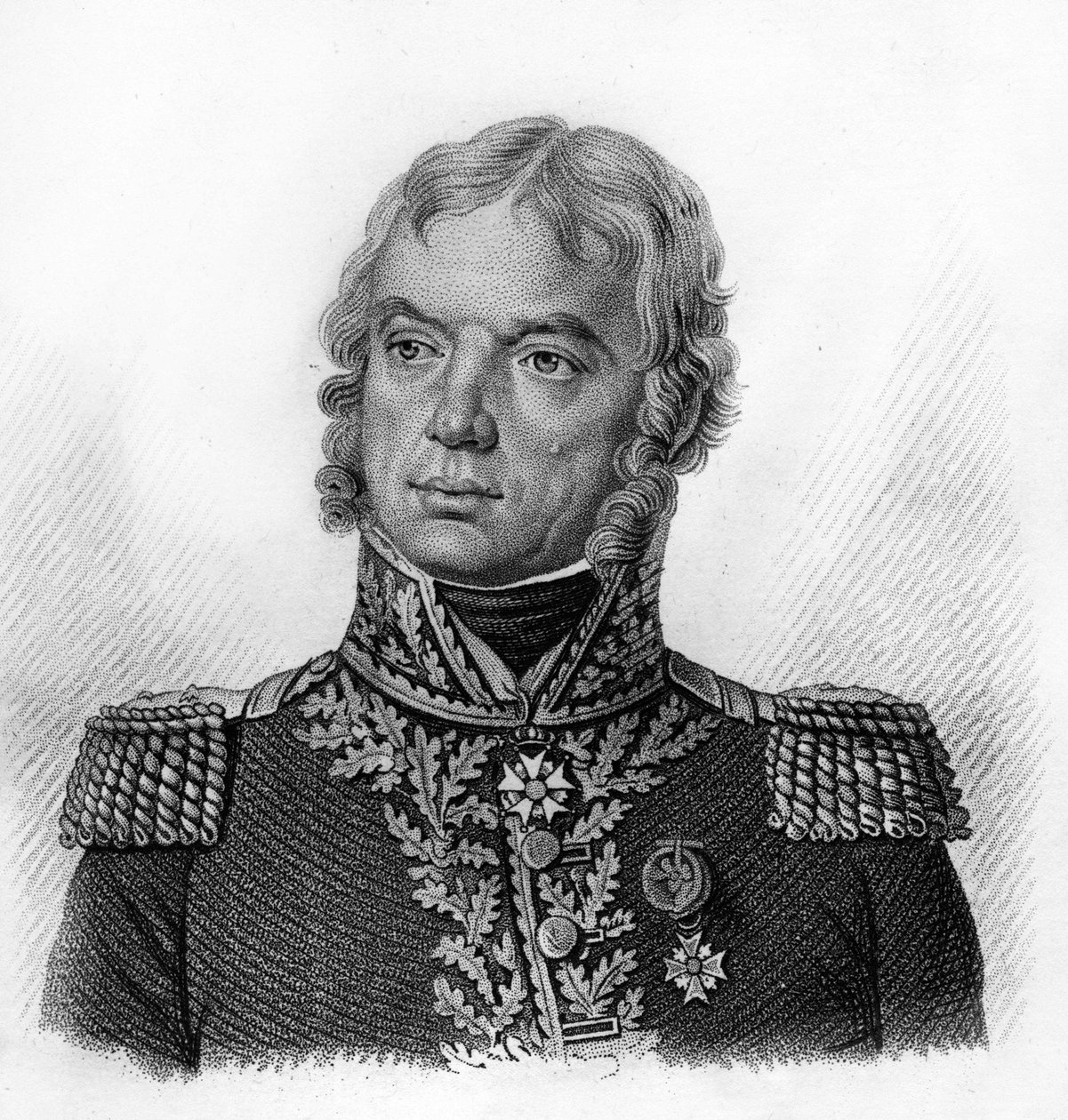 法国将军Francois Etienne Damas（1764-1828）的肖像--载于 "Portraits des generaux francais en suite les victoires et conquetes des Francais"。Ambroise Tardieu于1818年雕刻的。Stella系列。 作者 安布罗斯·塔迪厄（Ambroise Tardieu）