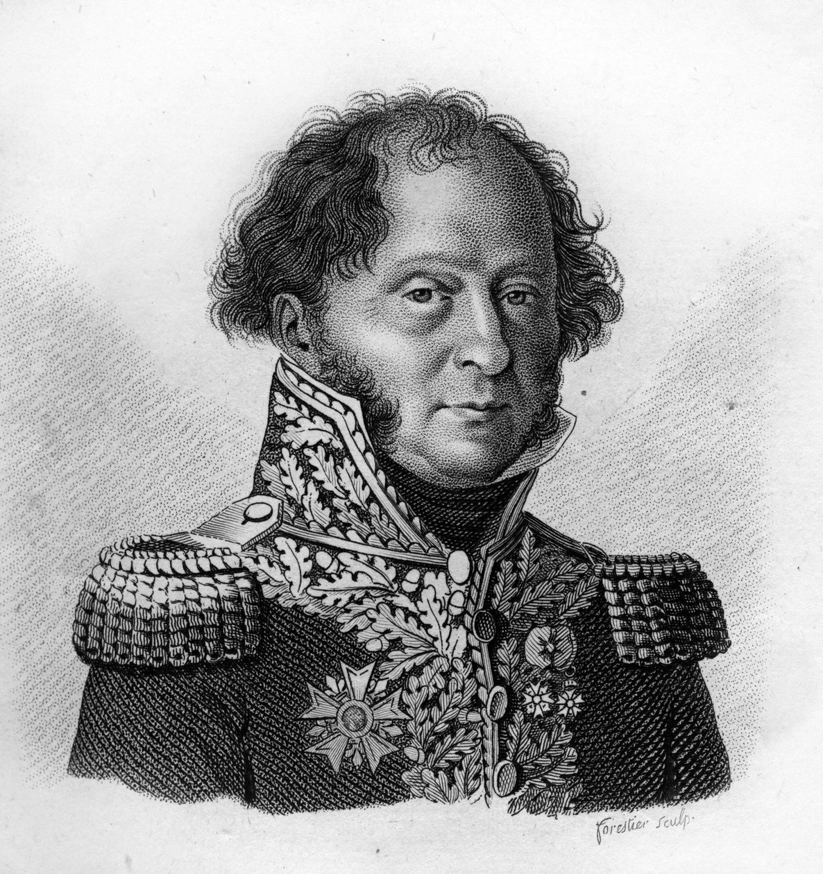 加布里埃尔-巴尔博-德库里埃将军（1770 - 1839）的肖像--载于《法国胜利和征服后的法国将军肖像》。Ambroise Tardieu于1818年雕刻的。Stella系列。 作者 安布罗斯·塔迪厄（Ambroise Tardieu）