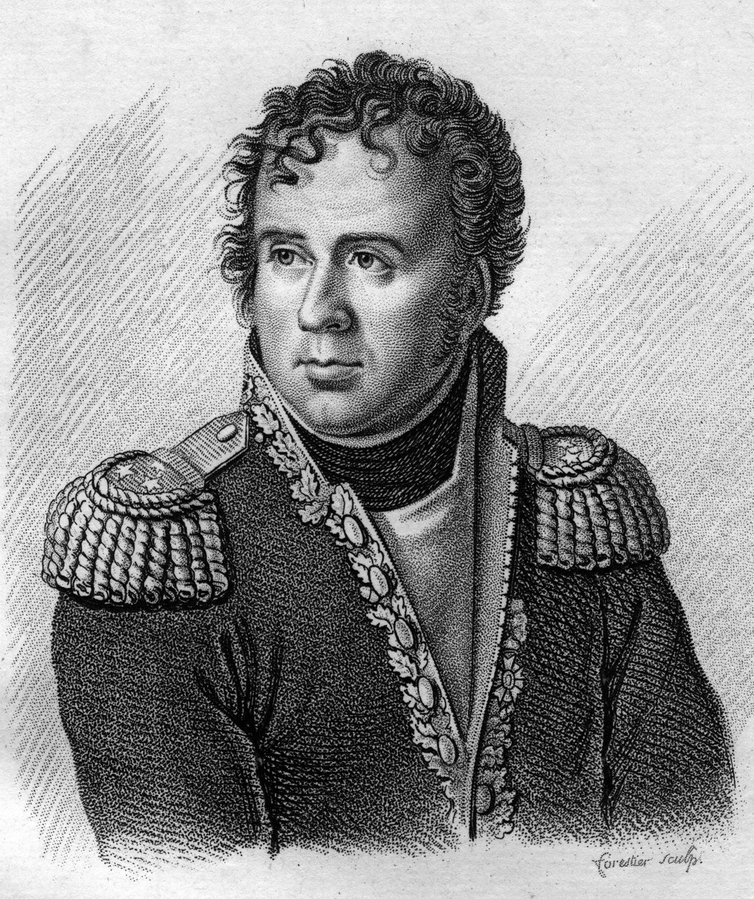 Joseph Secret Pascal Vallongue将军（1763-1806）的画像--载于 "Portraits des generaux francais en suite les victoires et conquetes des Francais"。Ambroise Tardieu于1818年雕刻的。Stella系列。 作者 安布罗斯·塔迪厄（Ambroise Tardieu）