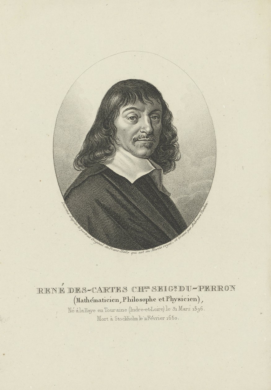 哲学家RenéDescartes的肖像1596-1650，约1820年。 作者 安布罗斯·塔迪厄（Ambroise Tardieu）