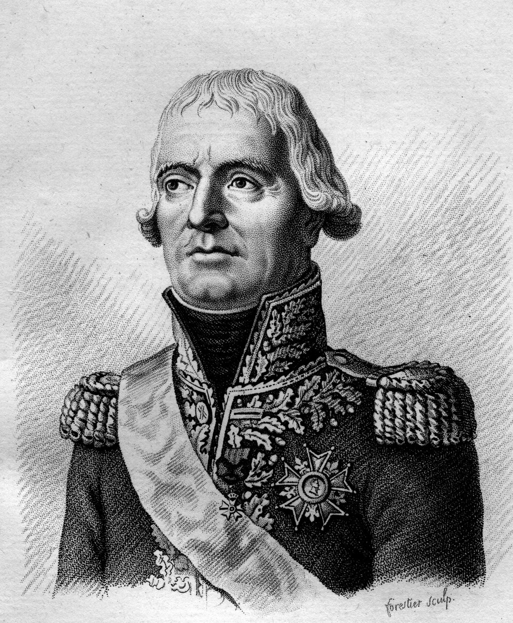 Jean Mathieu Philibert, Count Serurier (1742-1819)的画像，--载于 "Portraits des generaux francais en suite les victoires et conquetes des Francais"。Ambroise Tardieu于1818年雕刻的。Stella系列。 作者 安布罗斯·塔迪厄（Ambroise Tardieu）