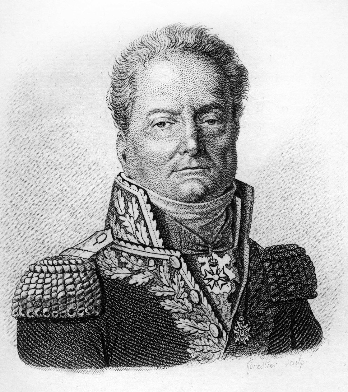 皮埃尔-马尔加隆（Pierre Margaron）（1765-1824）的画像，他是大革命和帝国时期的法国将军。安布罗瓦兹-塔迪厄于1818年所做的坟墓。斯特拉收藏。 作者 安布罗斯·塔迪厄（Ambroise Tardieu）