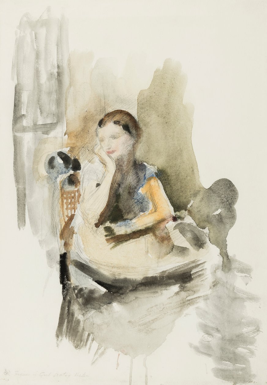 海伦，1917年（铅笔，画笔和纸上写的） 作者 安布罗斯·麦克沃伊