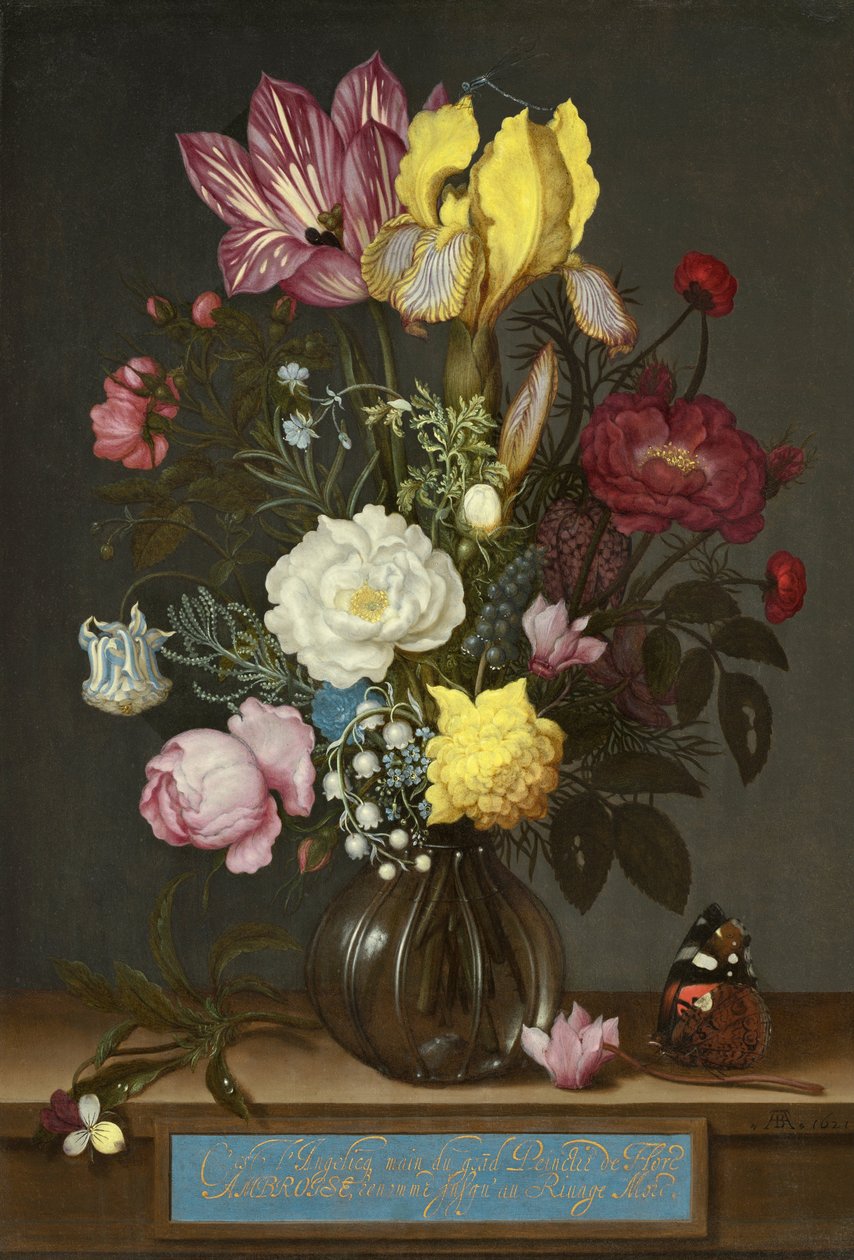 花束在一个玻璃花瓶的 作者 安布罗修斯长老 Bosschaert