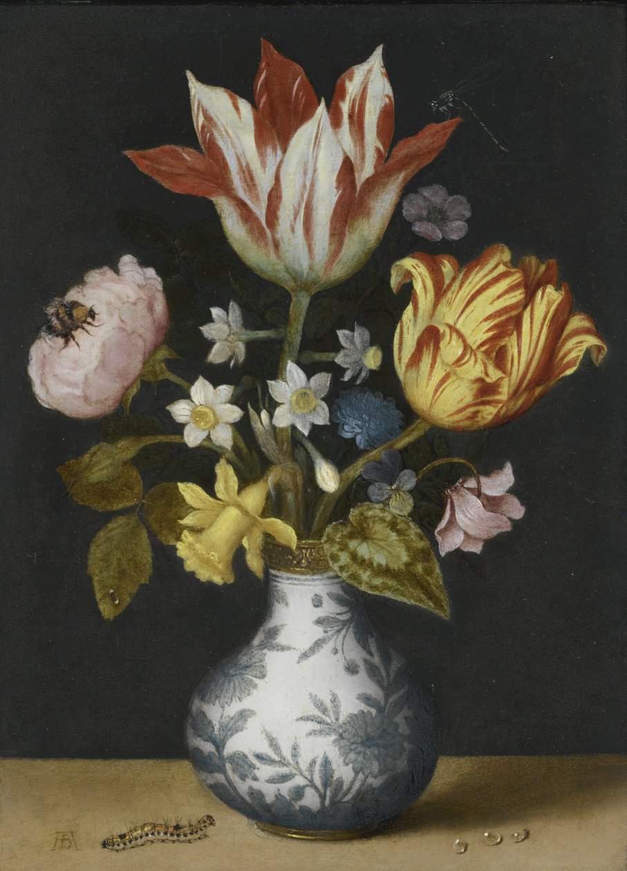 万里长城花瓶中的静物画 作者 长者安布罗修斯·博斯沙特（Ambrosius Bosschaert）