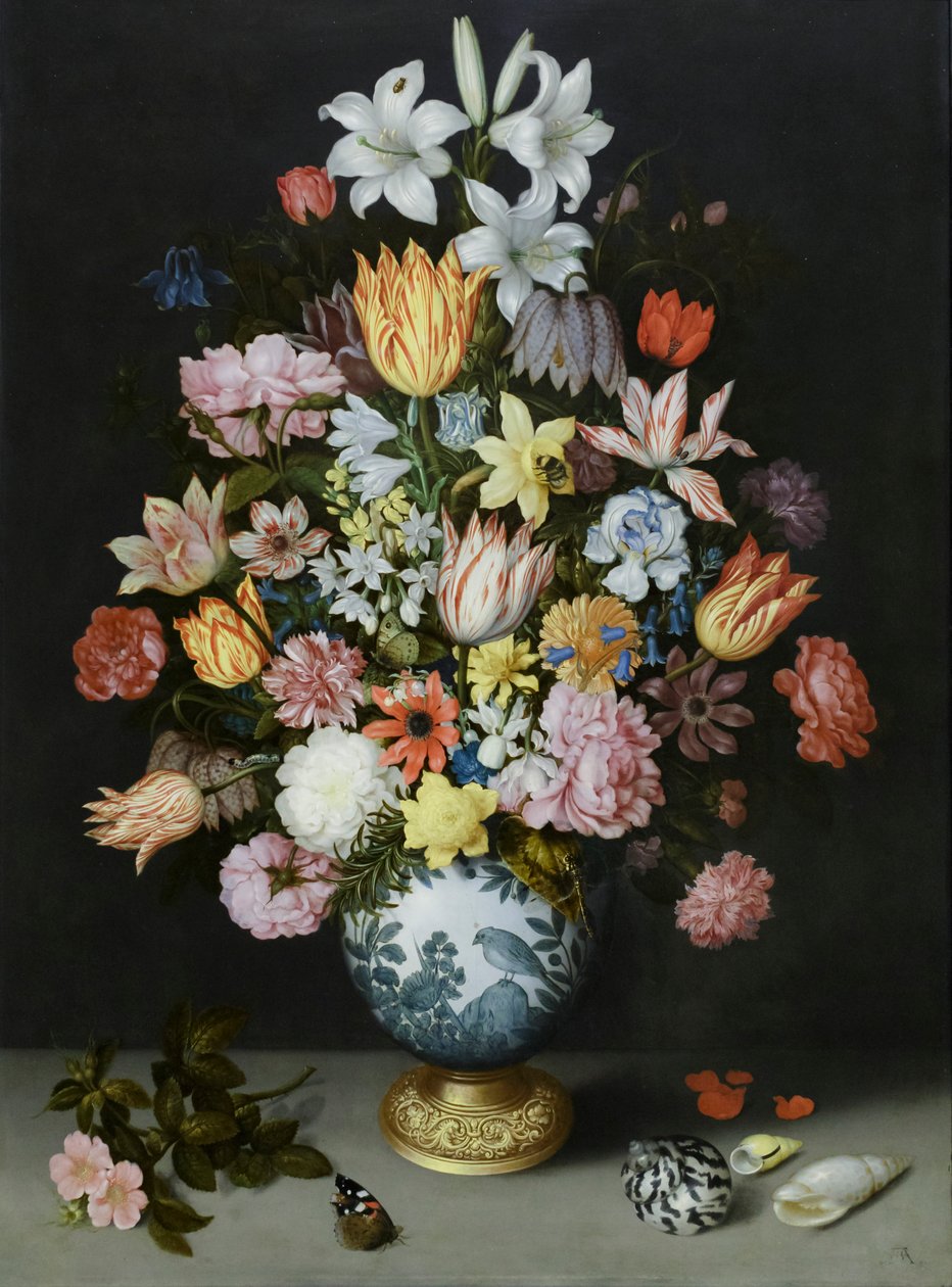 万丽花瓶中的鲜花静物 作者 安布罗修斯长老 Bosschaert