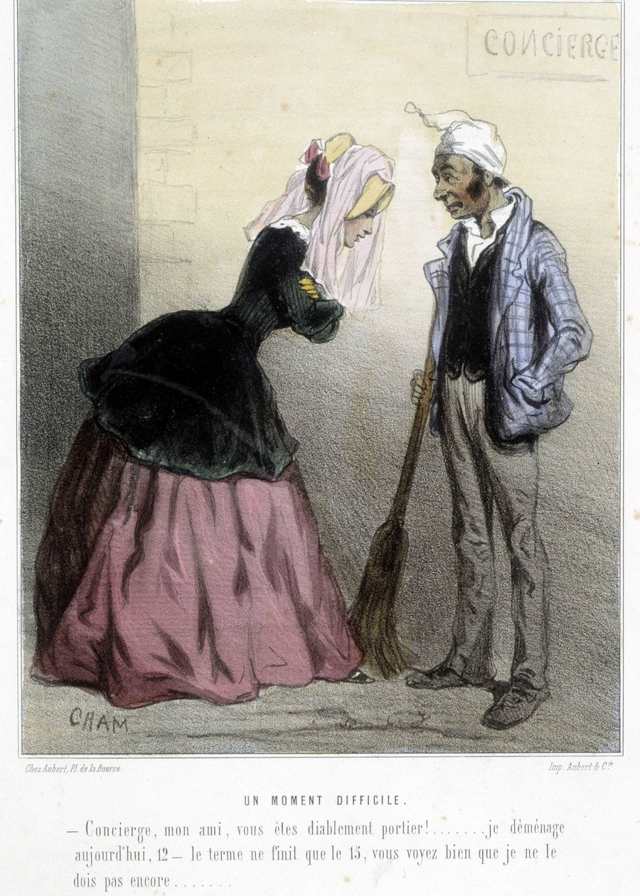 Un moment difficile (le rent) - in “” Madeleines”” by Cham, v.1870-1880 作者 Amedee de Noe (占婆)