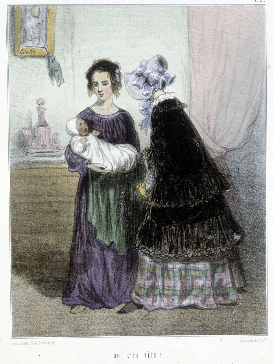 哦，是你的头！ （不配的母亲）-在 Cham 的“”Madeleines”中，v.1870-1880 作者 Amedee de Noe (占婆)