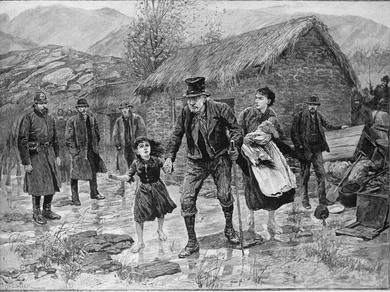1887年1月15日，来自“插图的伦敦新闻”的凯里郡爱尔兰驱逐场景 作者 阿梅迪·福雷斯蒂尔