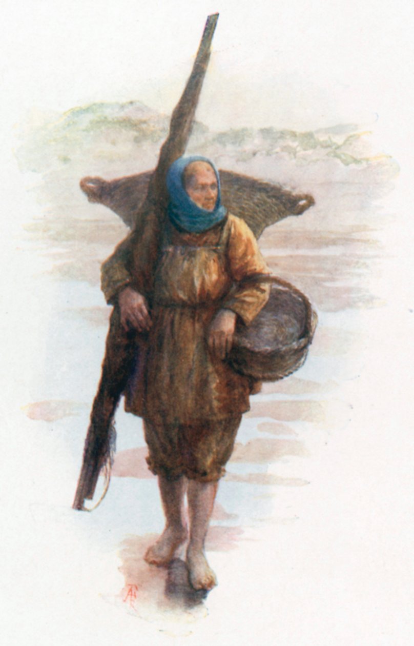 A Shrimper，Coxyde（彩色石版画） 作者 Amedee（之后）Forestier