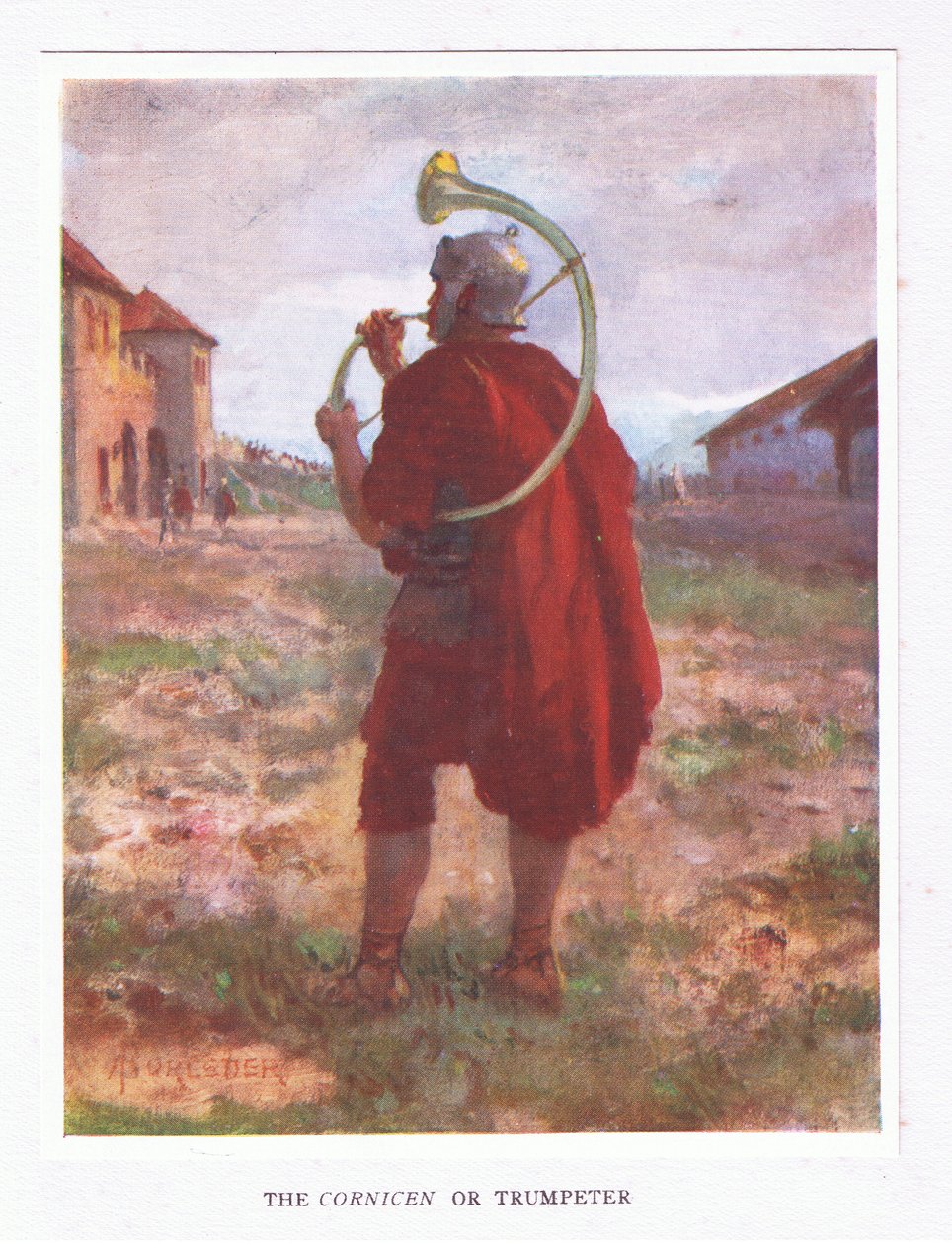 Cornicen或小号手，从罗马士兵的插图，1928年 作者 阿梅迪·福雷斯蒂尔