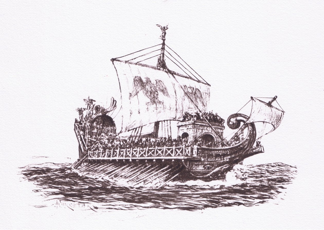 舰队巡逻：罗马舰船，1928年罗马士兵的插图 作者 阿梅迪·福雷斯蒂尔