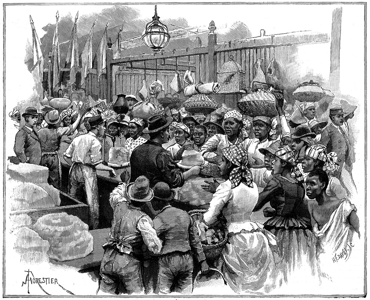 市场上的冰摊，1888年，圭亚那，圭亚那，乔治敦，德梅拉拉 作者 阿梅迪·福雷斯蒂尔