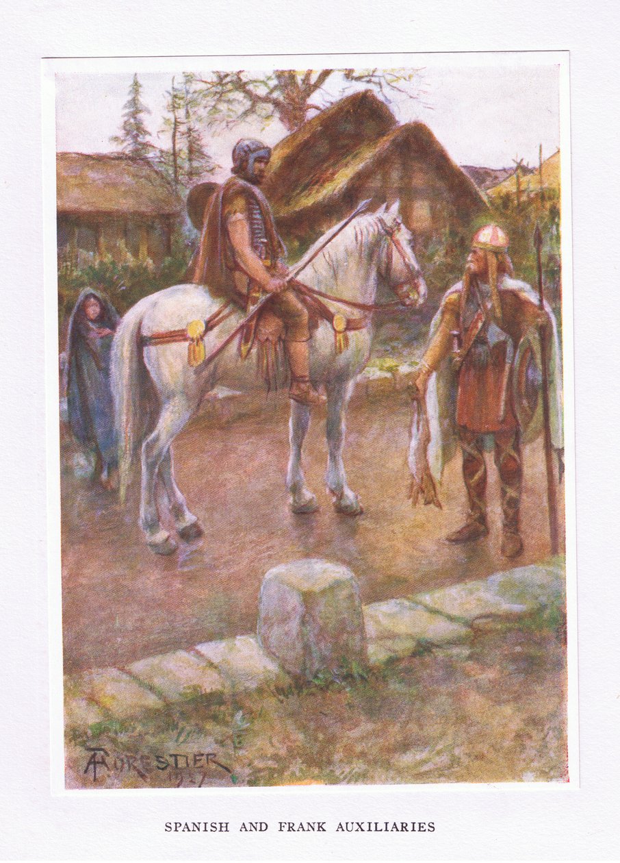 西班牙和弗兰克辅助设备，插图来自罗马士兵，1928年 作者 阿梅迪·福雷斯蒂尔