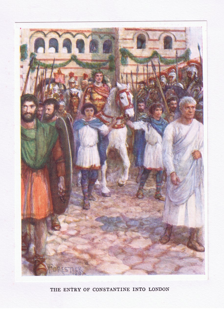 康斯坦丁在伦敦的入口，插图来自罗马士兵，1928年 作者 阿梅迪·福雷斯蒂尔