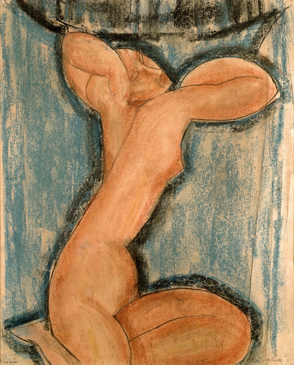 Caryatid，1911年（纸上粉彩） 作者 阿梅代奥·莫迪利亚尼
