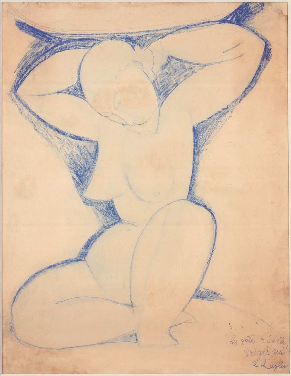 Caryatid，1913-14（彩色铅笔在纸上） 作者 阿梅代奥·莫迪利亚尼