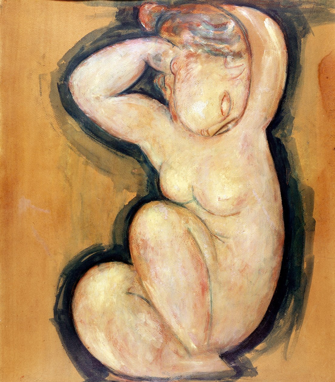 Caryatid，c.1913-14（纸板上的油） 作者 阿梅代奥·莫迪利亚尼