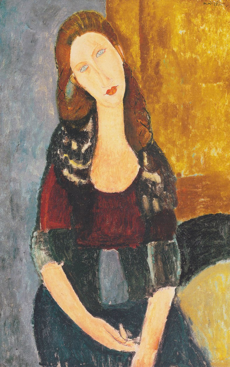 Jeanne Hebuterne，坐着 作者 阿梅代奥·莫迪利亚尼