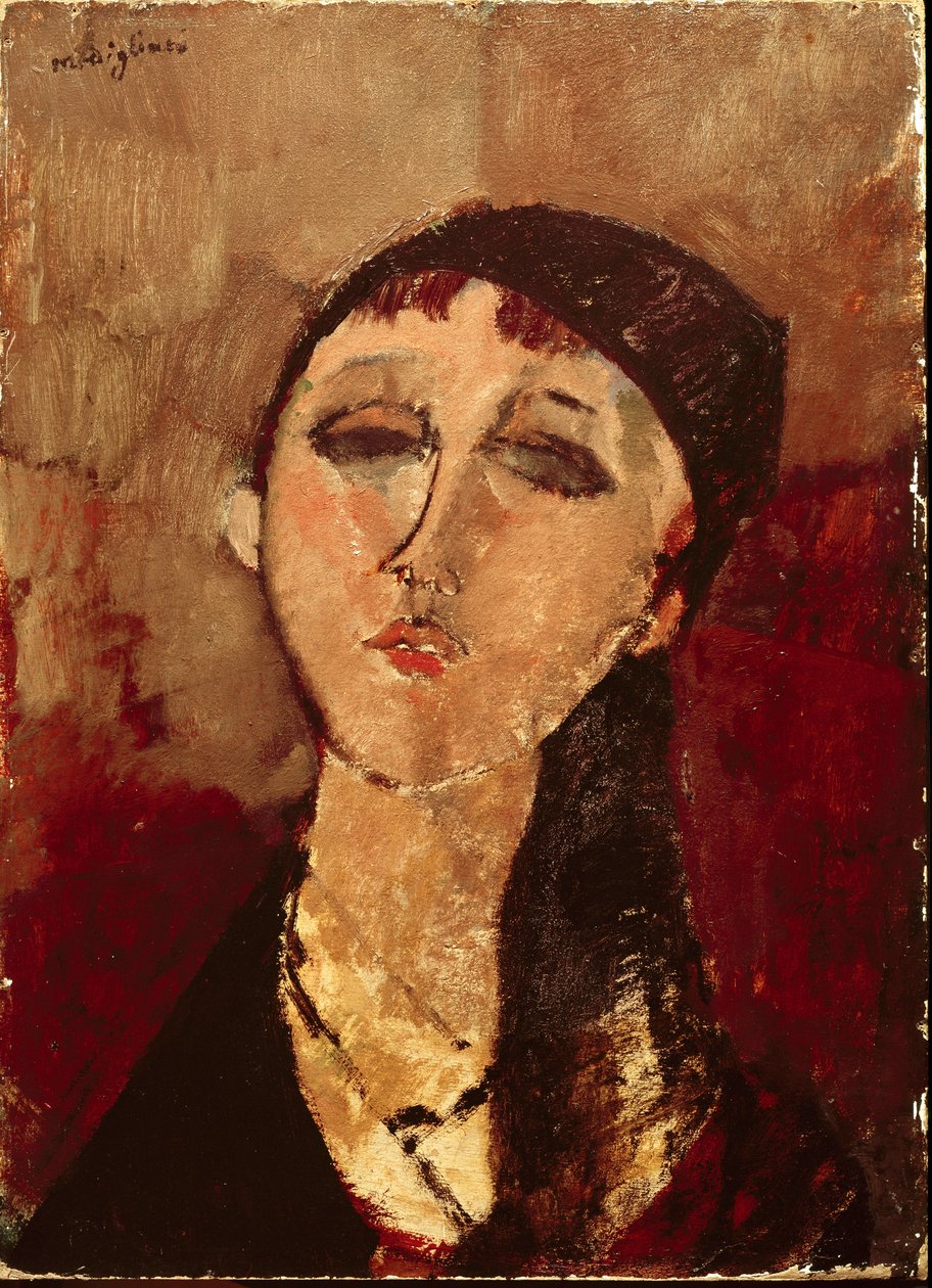 女孩的头（路易莎）。绘画由Amedeo Modigliani（1884-1920），1915年。油纸板。昏暗：50x37cm。米兰，Mazzotta基金会（米兰，Mazzotta基金会） 作者 阿梅代奥·莫迪利亚尼