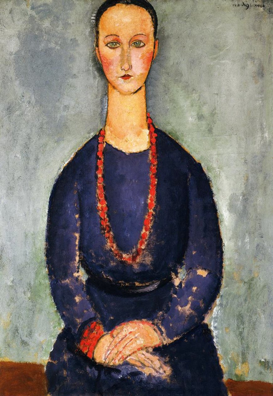 红色项链，1918年 作者 阿梅代奥·莫迪利亚尼