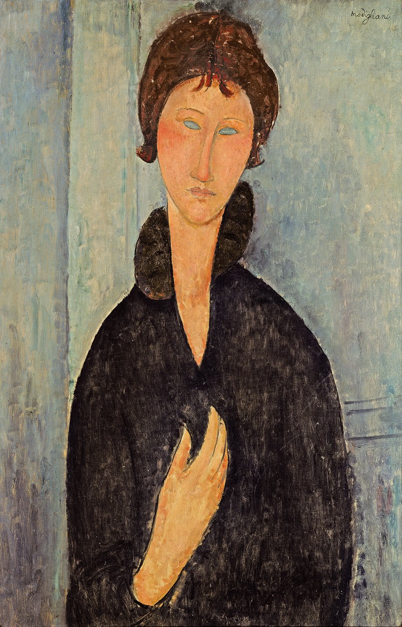 蓝眼睛的女人，c.1918 作者 阿梅代奥·莫迪利亚尼