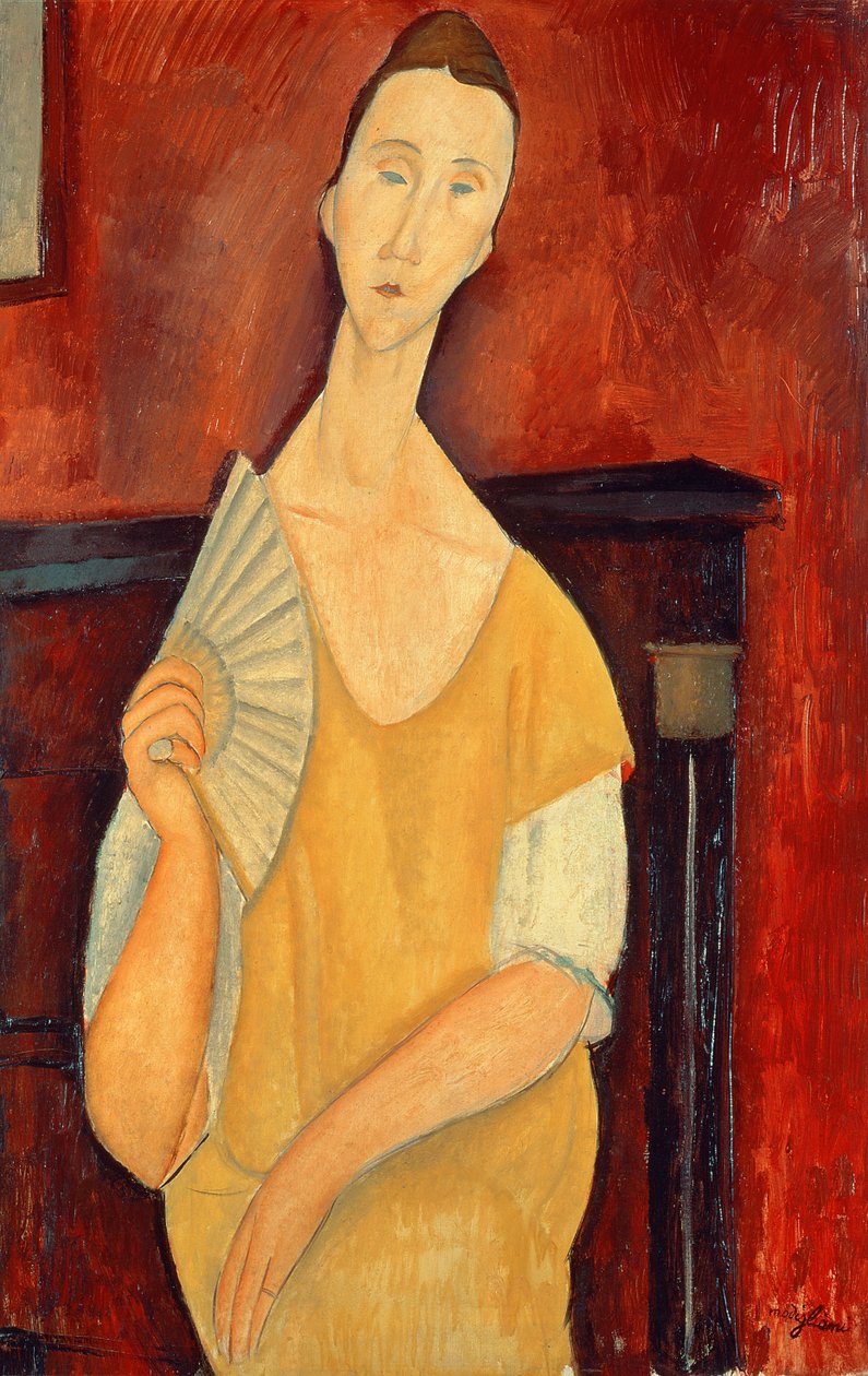 风扇（Lunia Czechowska）1919年的女人 作者 阿梅代奥·莫迪利亚尼
