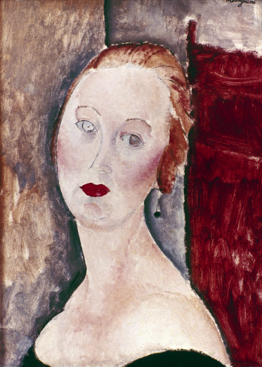 一名白肤金发的妇女。 Germaine Survage肖像，1918年。 作者 阿梅代奥·莫迪利亚尼