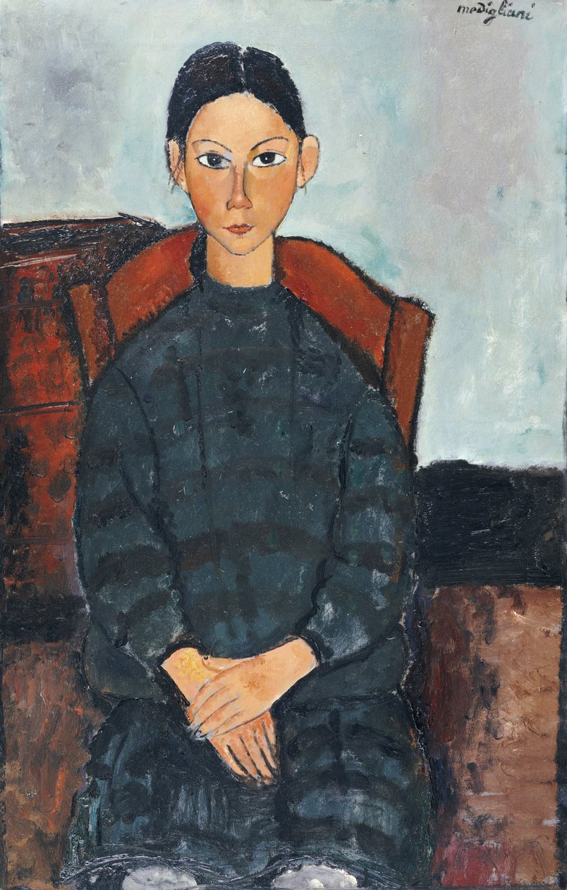 1918年，一个整体是黑色的少女 作者 阿梅代奥·莫迪利亚尼
