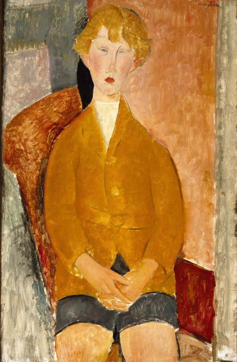 《穿短裤的男孩》，约1918年（布面油画） 作者 阿梅代奥·莫迪利亚尼