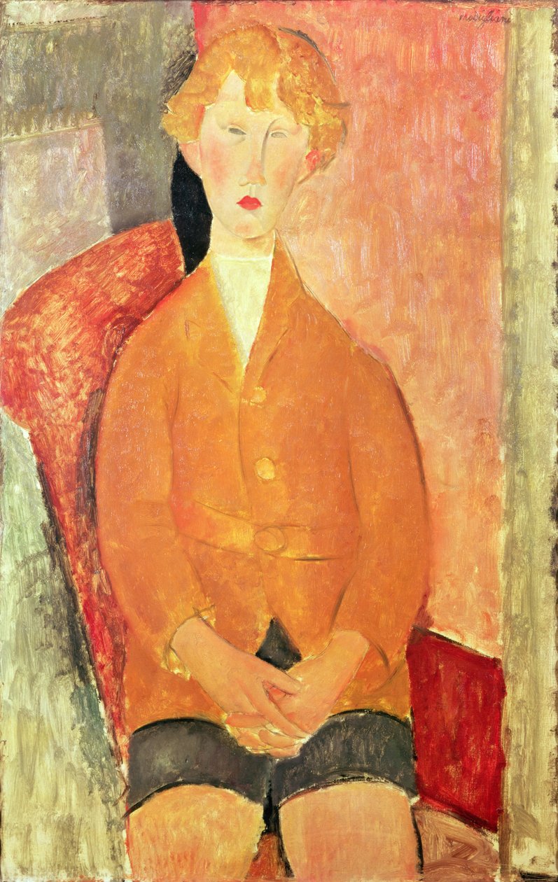 穿着短裤的男孩，约1918年 作者 阿梅代奥·莫迪利亚尼