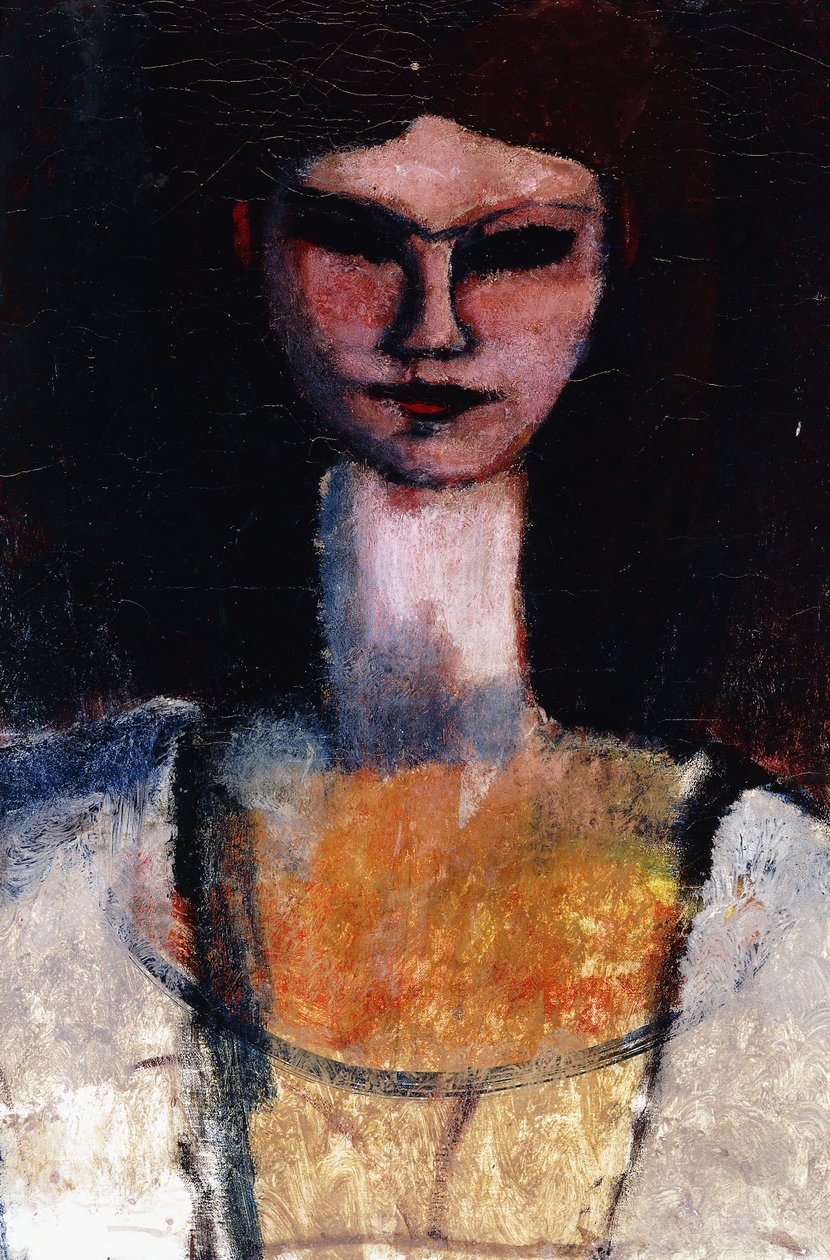 一名年轻女子的半身像；少女胸像，约1910-11年 作者 阿梅代奥·莫迪利亚尼