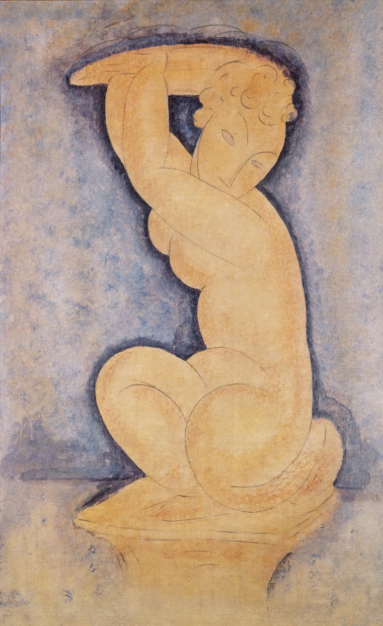 Caryatid，1914（铅笔和wc） 作者 阿梅代奥·莫迪利亚尼
