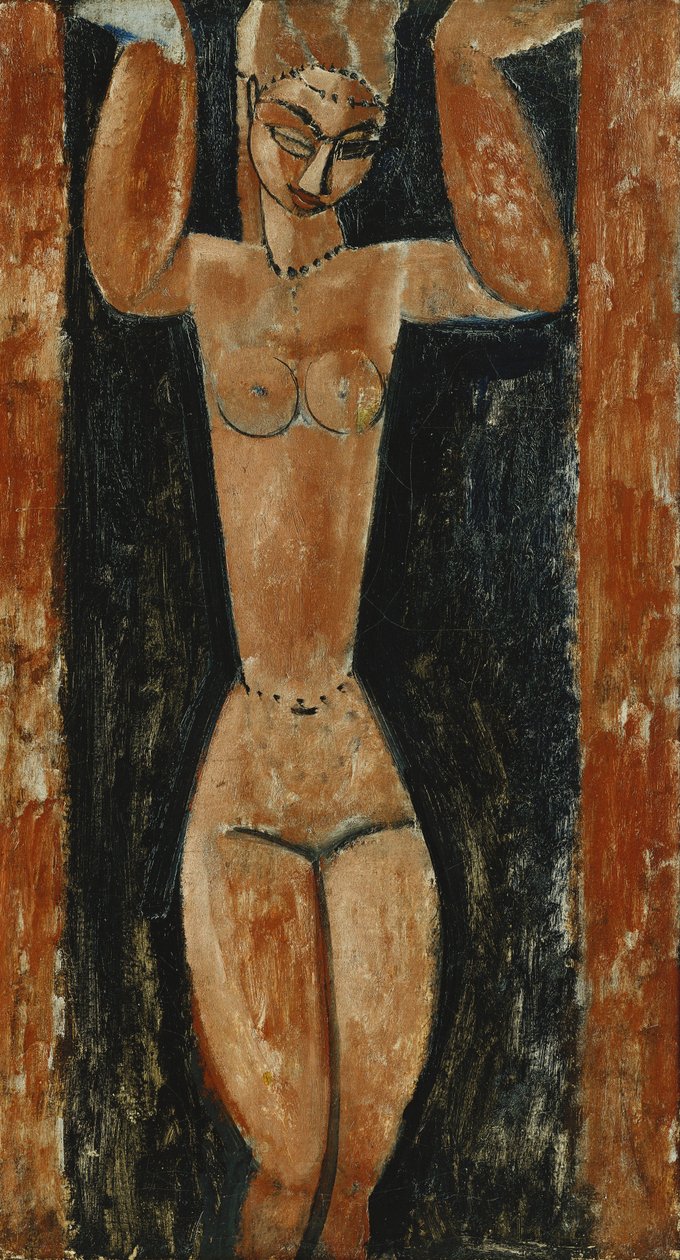 女像柱; Cariatide，约1911-1913年 作者 阿梅代奥·莫迪利亚尼