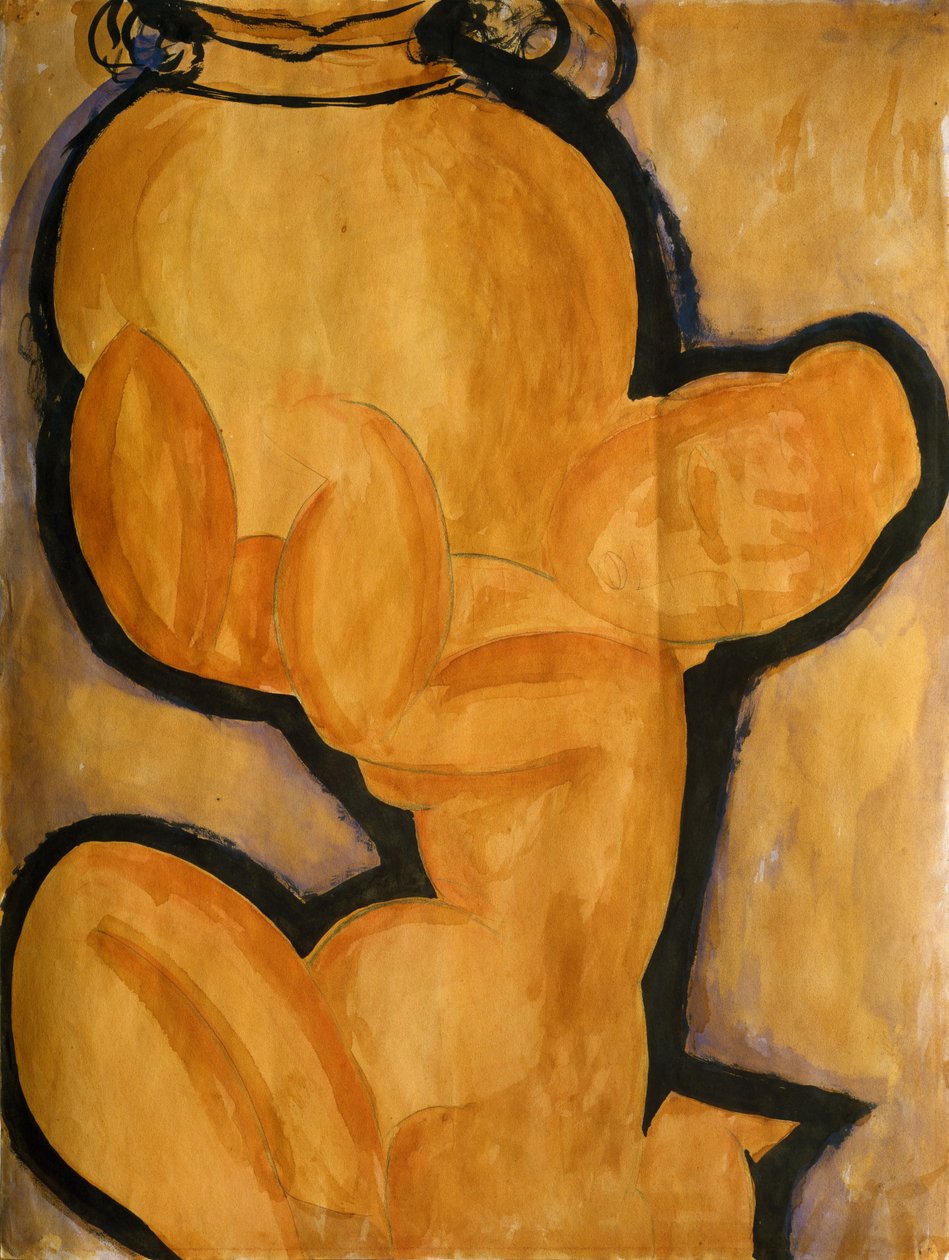 Caryatid with a Vase，c.1913-14 作者 阿梅代奥·莫迪利亚尼