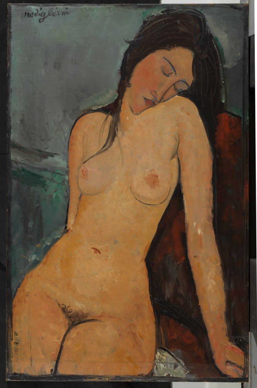 女性裸体，约 1916 年（布面油画） 作者 阿梅代奥·莫迪利亚尼