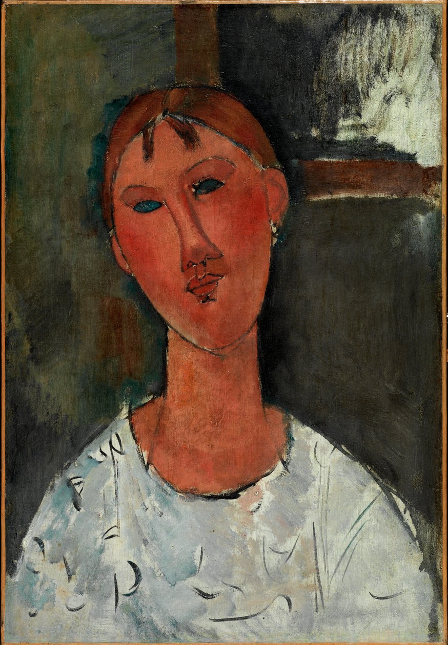 穿白衬衫的女孩，c.1915（布面油画） 作者 阿梅代奥·莫迪利亚尼