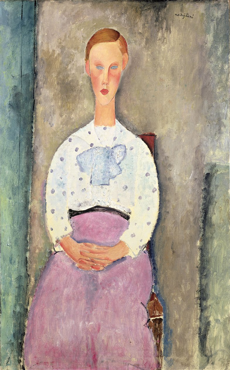 波尔卡圆点女衬衫的女孩，1919年 作者 阿梅代奥·莫迪利亚尼