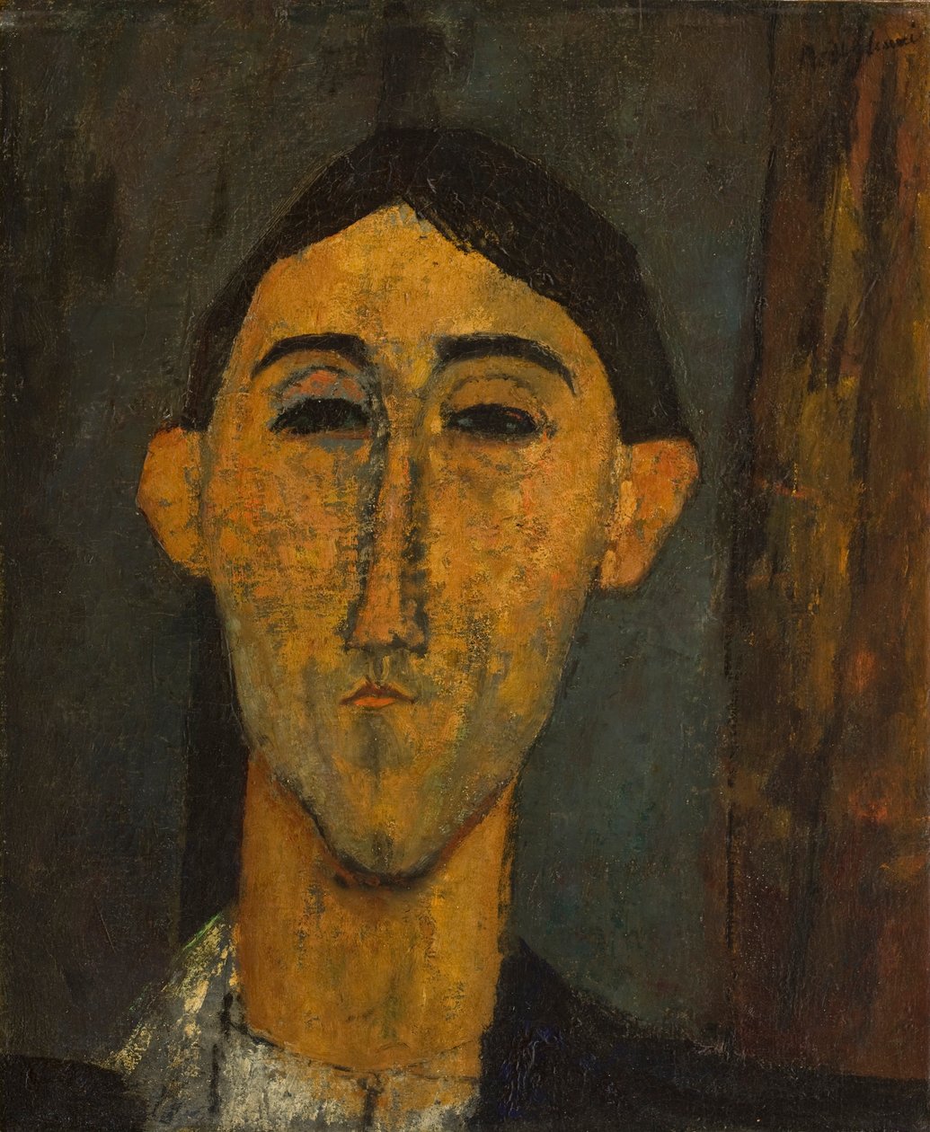一名男子的头，1915-16 作者 阿梅代奥·莫迪利亚尼