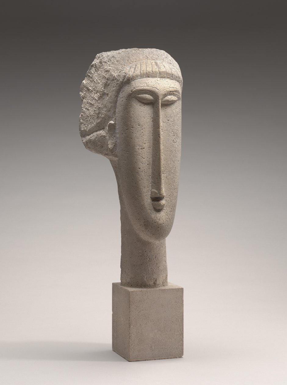 女人的头，c.1910-1911（石灰石） 作者 阿梅代奥·莫迪利亚尼