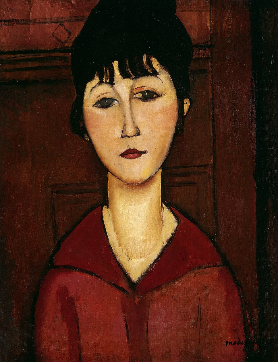 1916年一个年轻女孩的头 作者 阿梅代奥·莫迪利亚尼