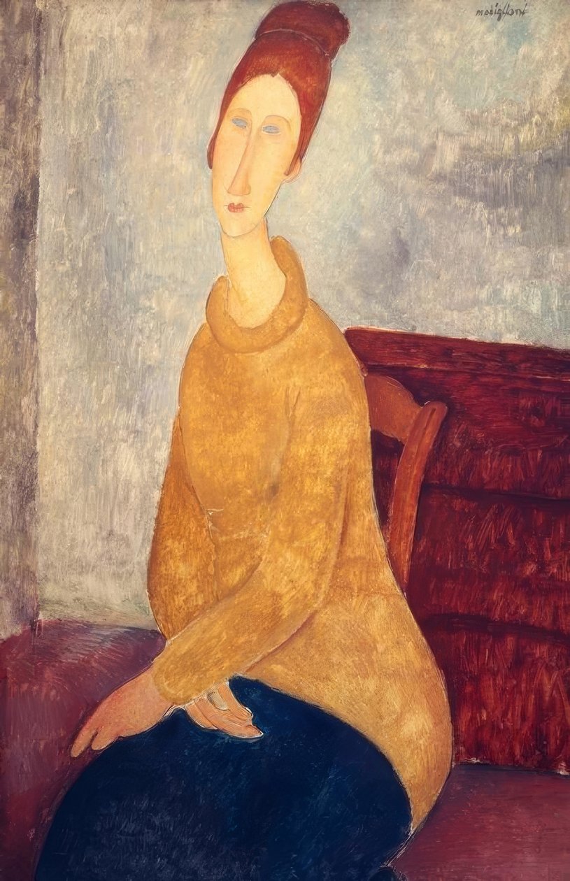 珍妮·赫布泰恩（Jeanne Hebuterne）身穿黄色毛衣 作者 阿梅代奥·莫迪利亚尼