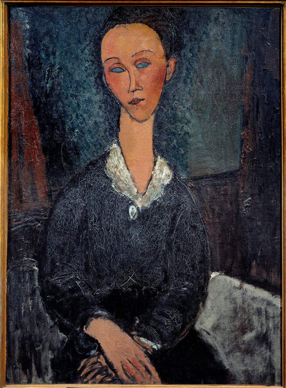 La Woman au col blanc 阿梅迪奥·莫迪利亚尼 (Amedeo Modigliani) (1884-1920) 的绘画 20 世纪 0,92x0,6 m 格勒诺布尔，美术博物馆 作者 阿梅代奥·莫迪利亚尼