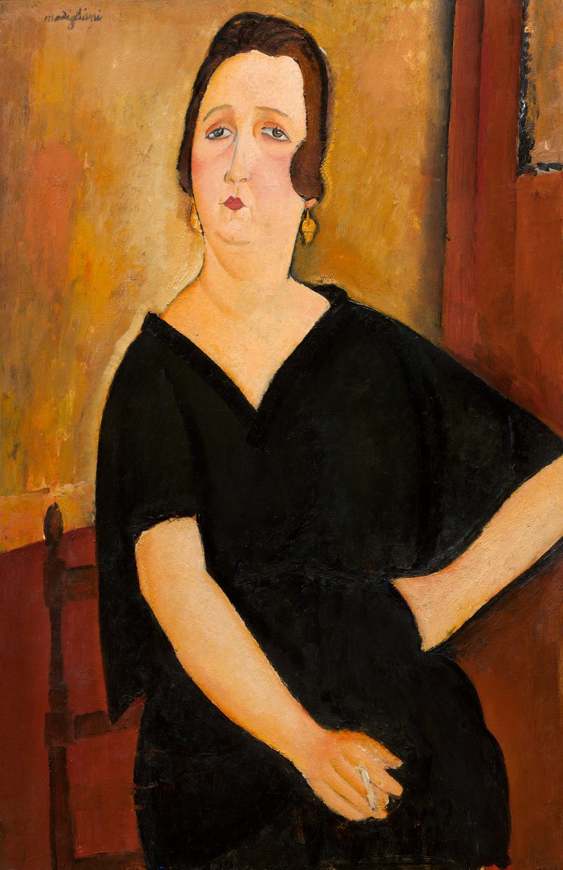 阿梅德夫人（有烟的女人）1918年（布面油画） 作者 阿梅代奥·莫迪利亚尼